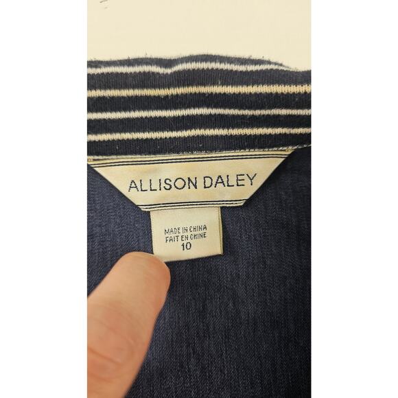 Allison Daley sz 10 navy blue mixed media shaket full zip EUC 3/4 sleeve warm + - Picture 4 of 7